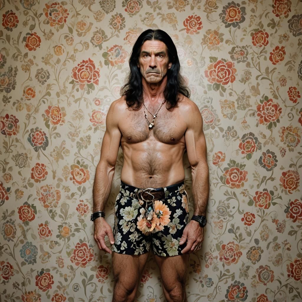 Scared Thug With Flowing Hair Portrait