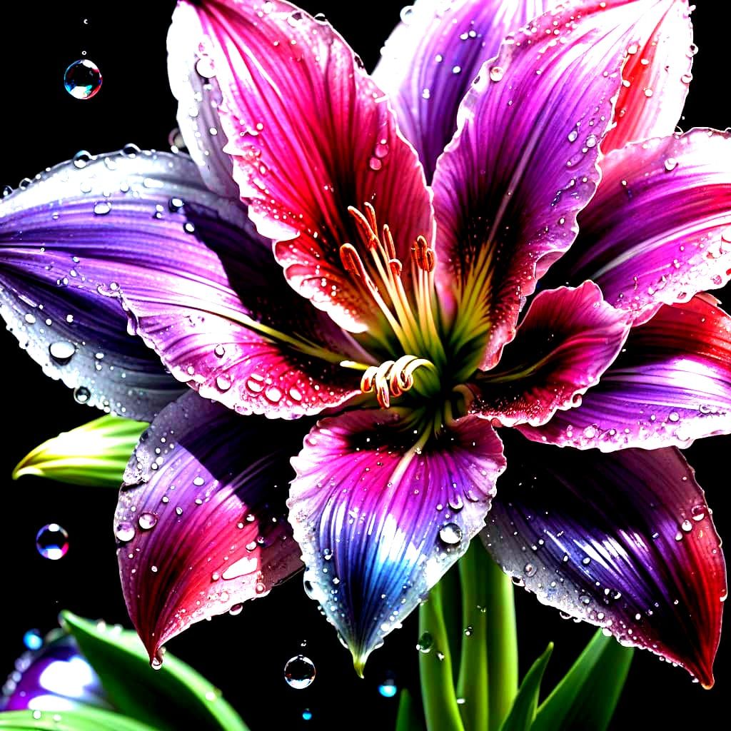 Vibrant Amaryllis in Crystal and Diamond Glass