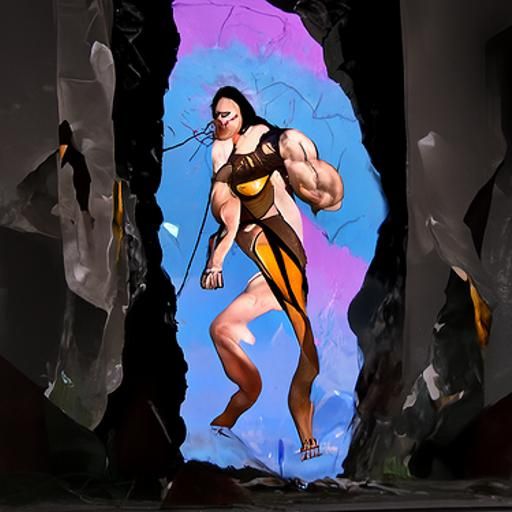 Amazonian Woman Demolishes Walls: HD Concept Art