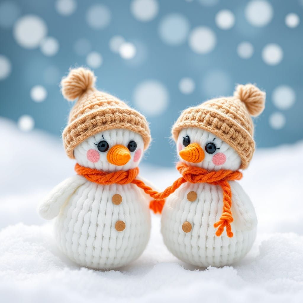 Vibrant Snowmen in Whimsical Winter Wonderland