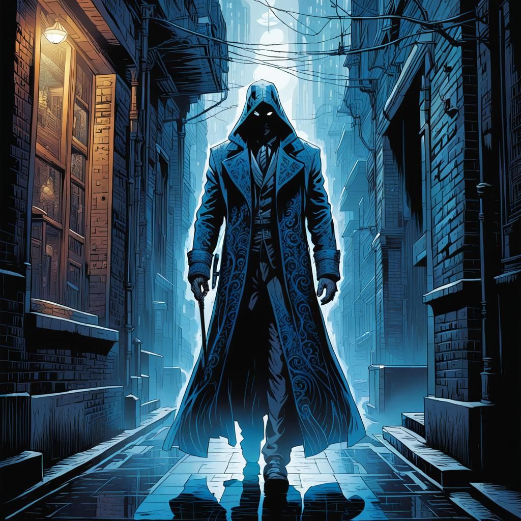 Mysterious Figure in Ornate Coat, Comic Book Style