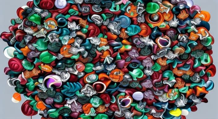 Hyperrealistic Brainscape with Aurora Borealis