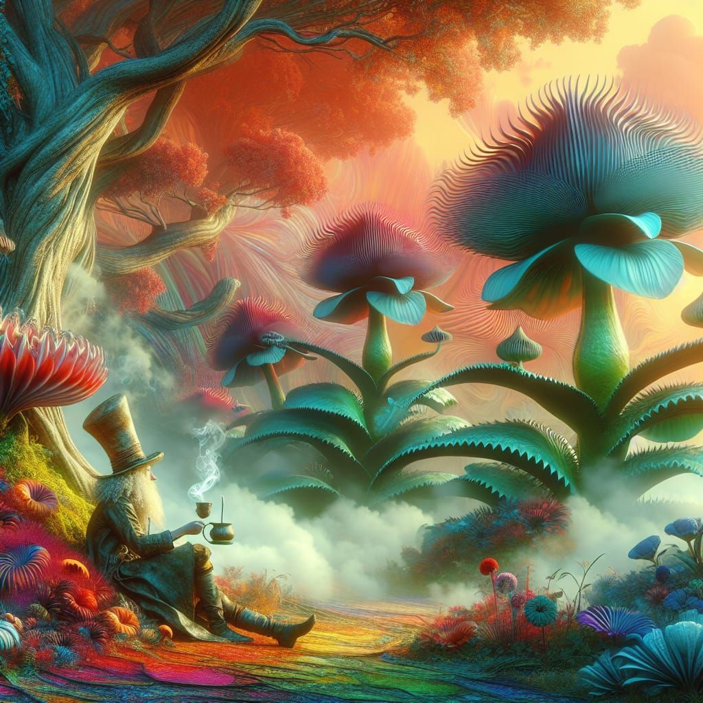 Alice and the Mad Hatter in a Whimsical World