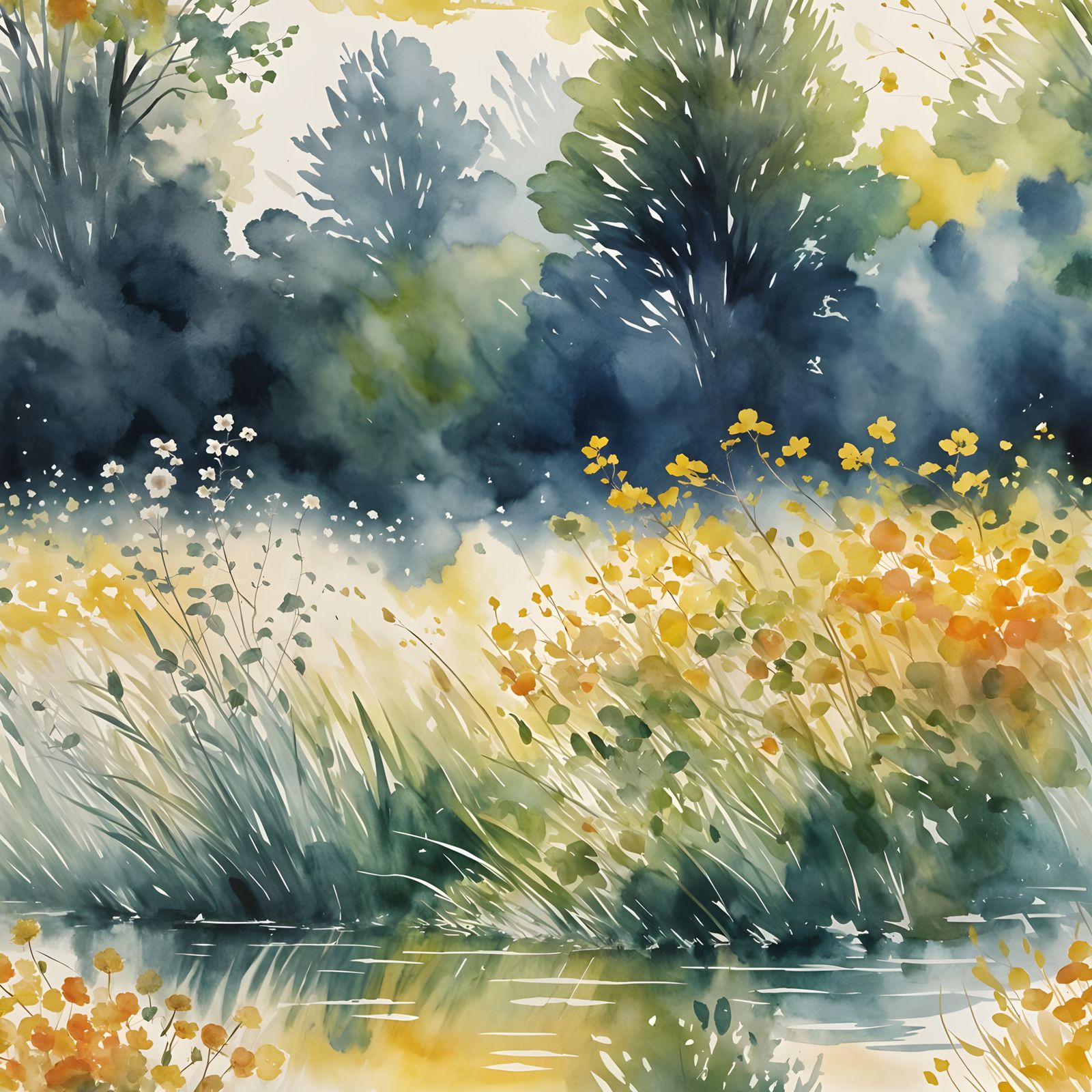 Vibrant Trees and Shrubs Bask in Sunny Glow