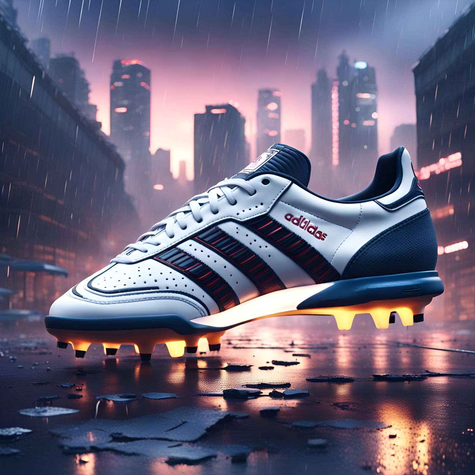 Adidas Samba in Cyberpunk Cityscape: 8K Art
