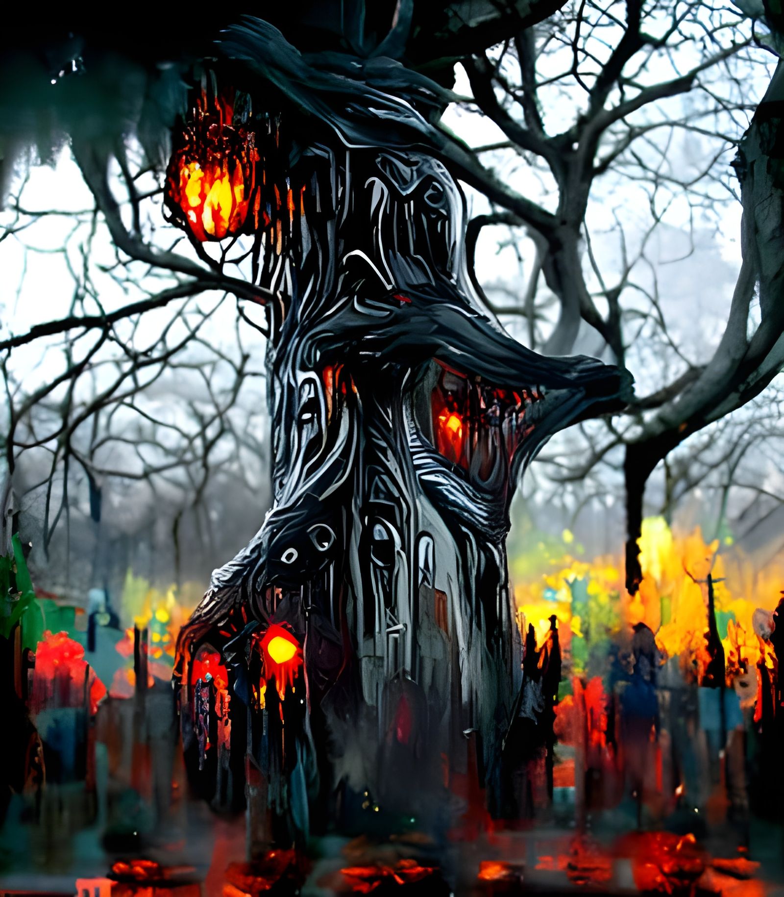 Haunted Tree in Dark Fantasy Style