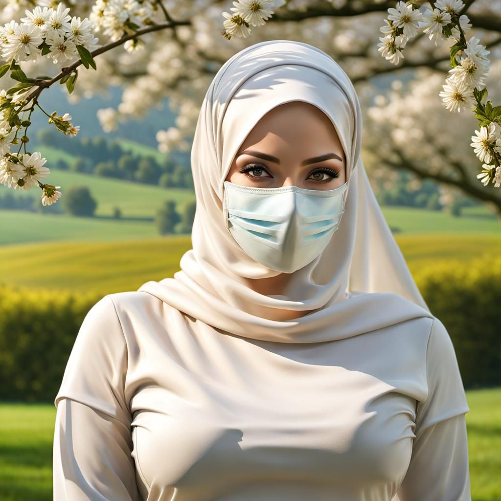 Beautiful Woman in Hijab in Countryside Photo