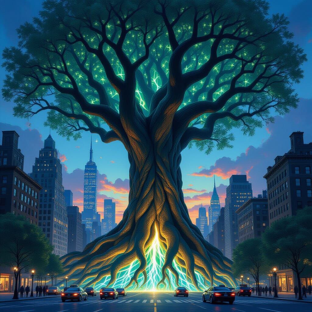 Ancient Bioluminescent Tree in New York City
