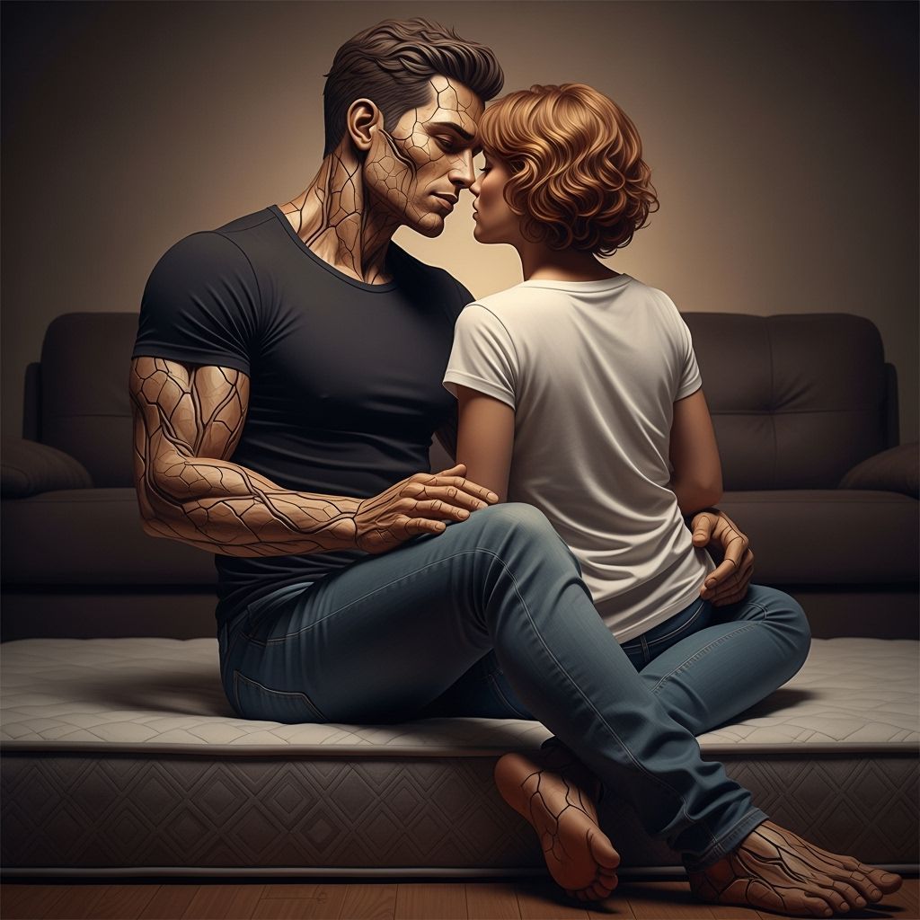 Golem and Woman in Softly Blurry Romantic Portrait