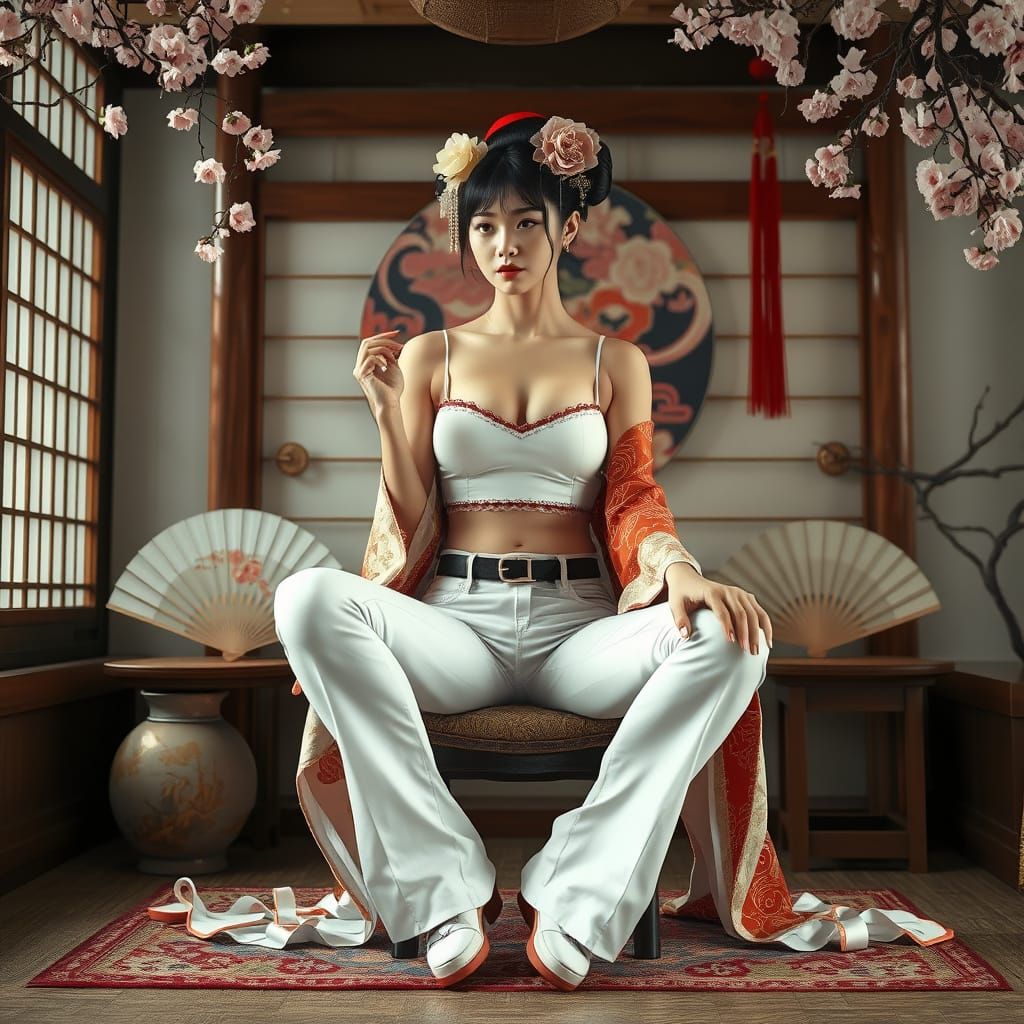 Geisha in Jeans: A Photorealistic Japanese Fusion