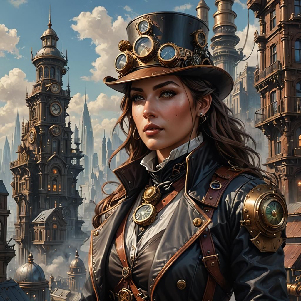 Steampunk Adventurer Portrait in Detailed Matte Painting
