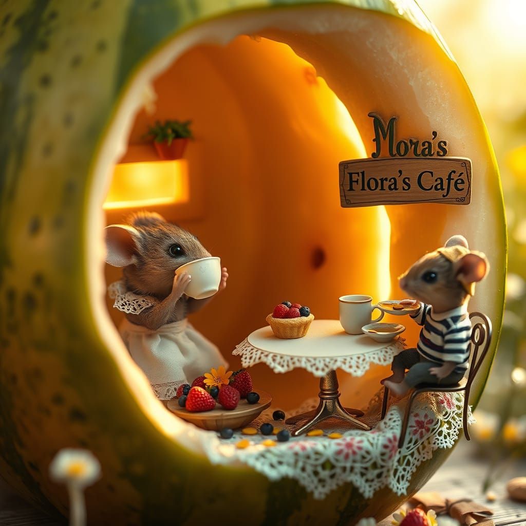 Whimsical Watermelon Café Scene in Miniature