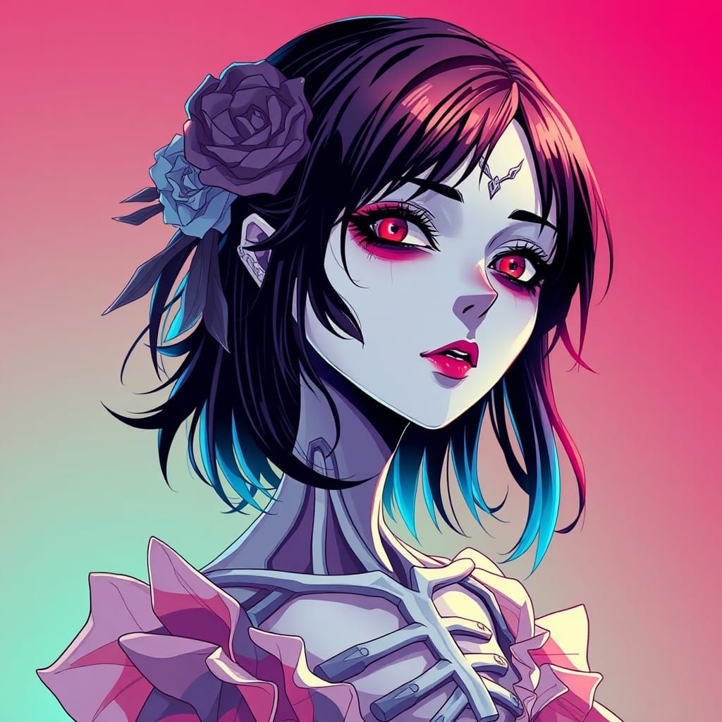 Anime Zombie Girl in Studio Trigger Style