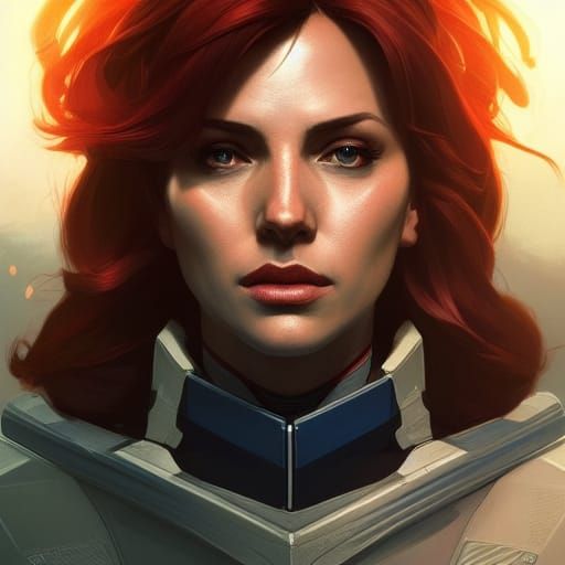 Commander Shepard Portrait in Hyperdetailed Style