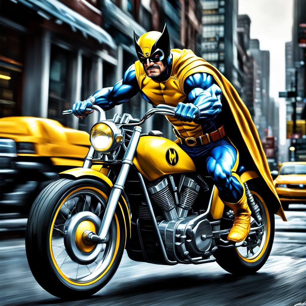 Superhero with Wolverine Claws on Motorcycle