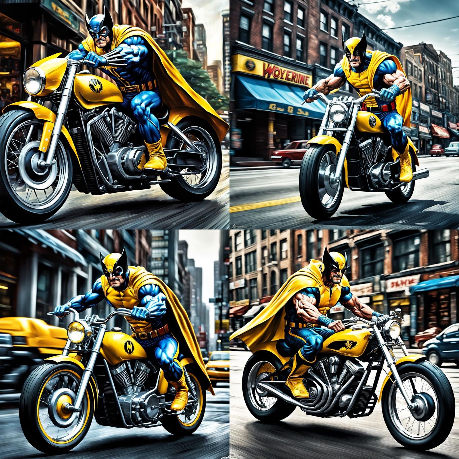 Superhero on Motorcycle with Wolverine Claws