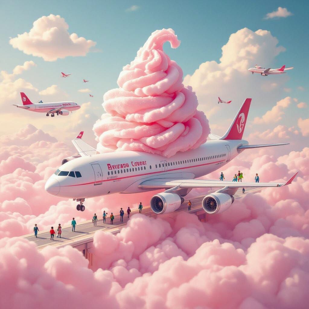 Dreamy Cotton Candy Airport on Fluffy Clouds