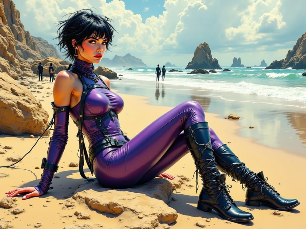 Surreal Futuristic Goddess Unfolds in Impossible Geometry