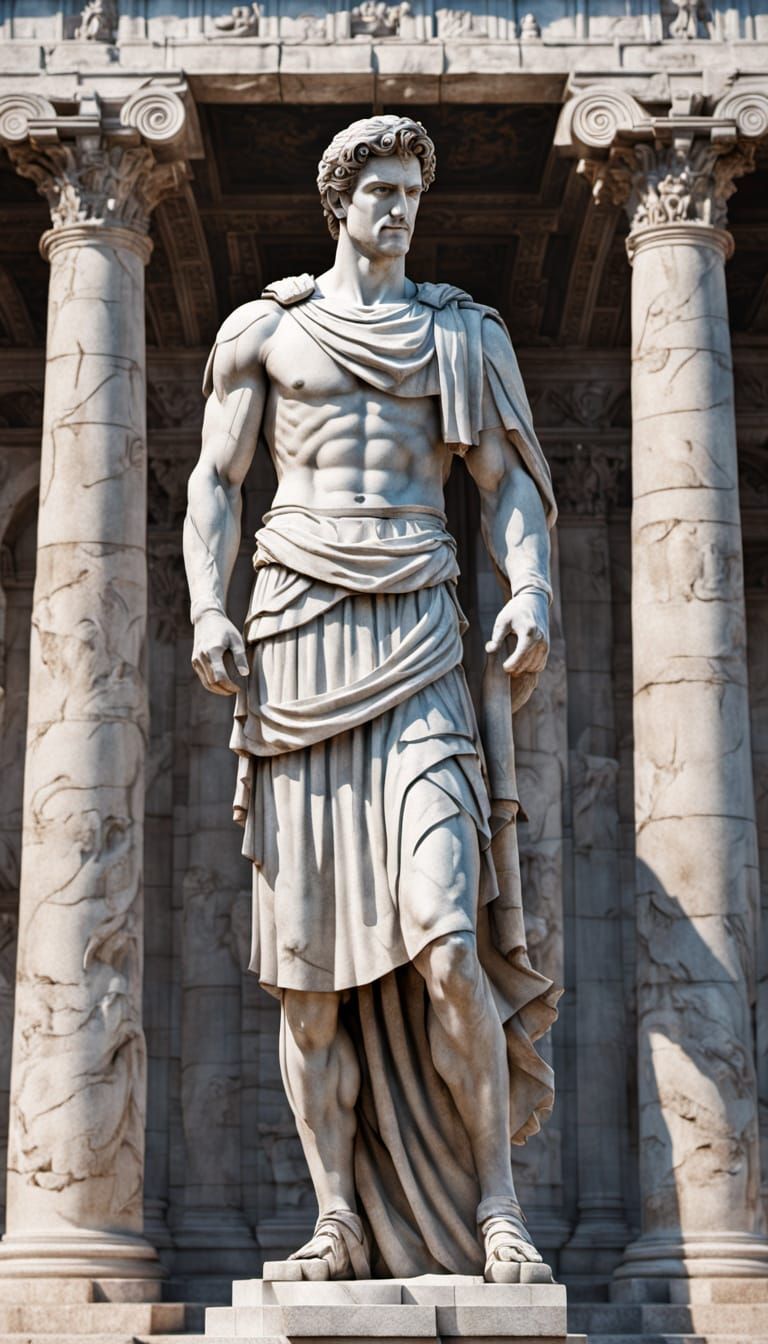 Ancient Roman Warrior in White Marble