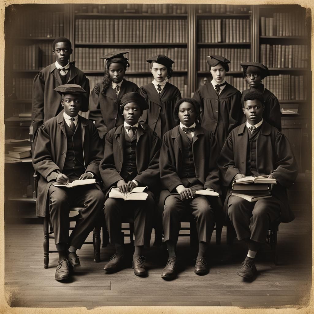 Dark Academia students vintage photo
