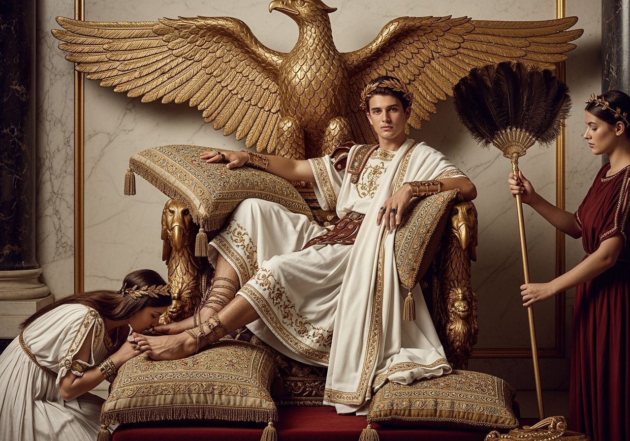 Luxurious Roman Emperor on Eagle Throne