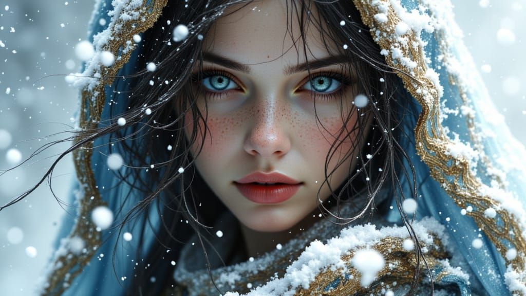 Snow Portrait Concept Art in Dynamic Lighting