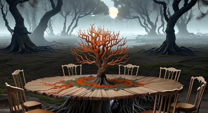 Hyperrealistic Orange Tree Monster Portrait in Enchanted For...