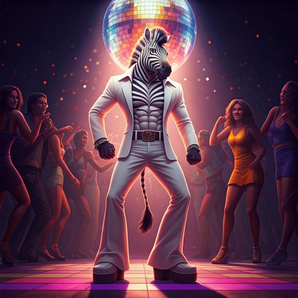 Sleek Disco Zebra in Prismatic Nightclub