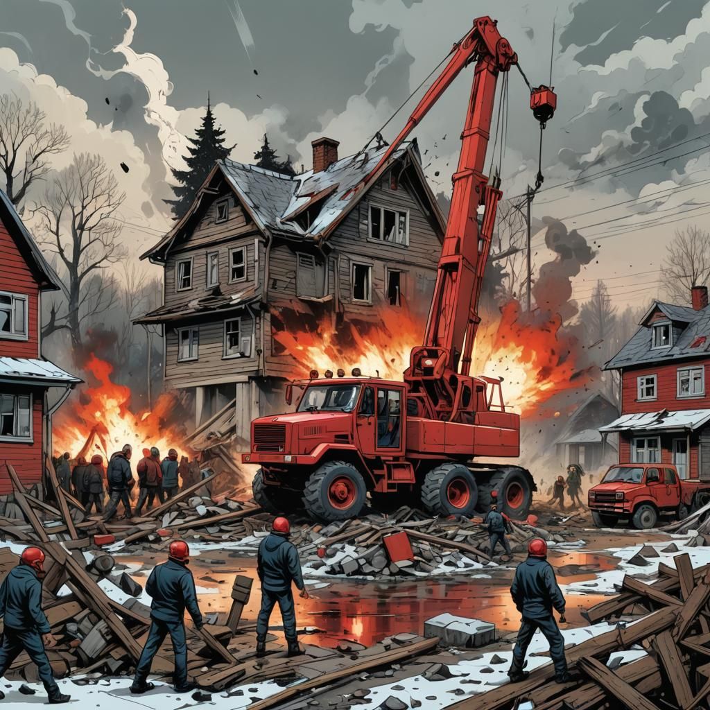 Furious Mob at Rural House Demolition