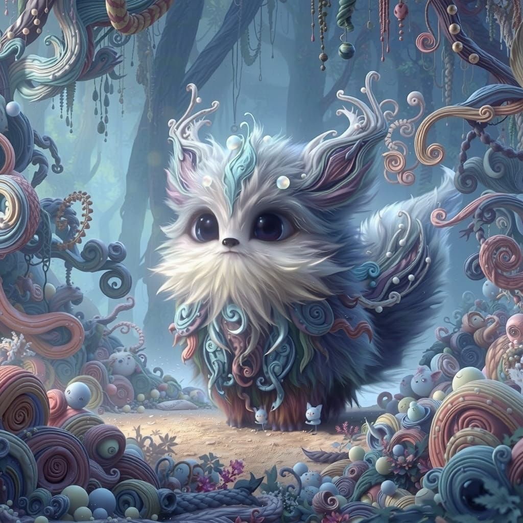 Mystical Bioluminescent Creature in Ethereal Forest Digital ...