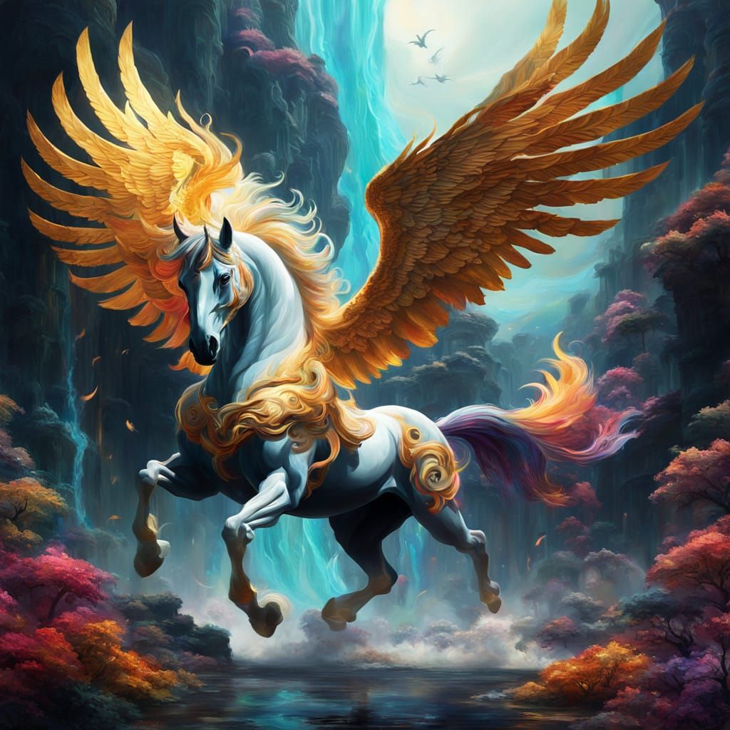 Surreal Pegasus in a Vibrant, Abstract Dream