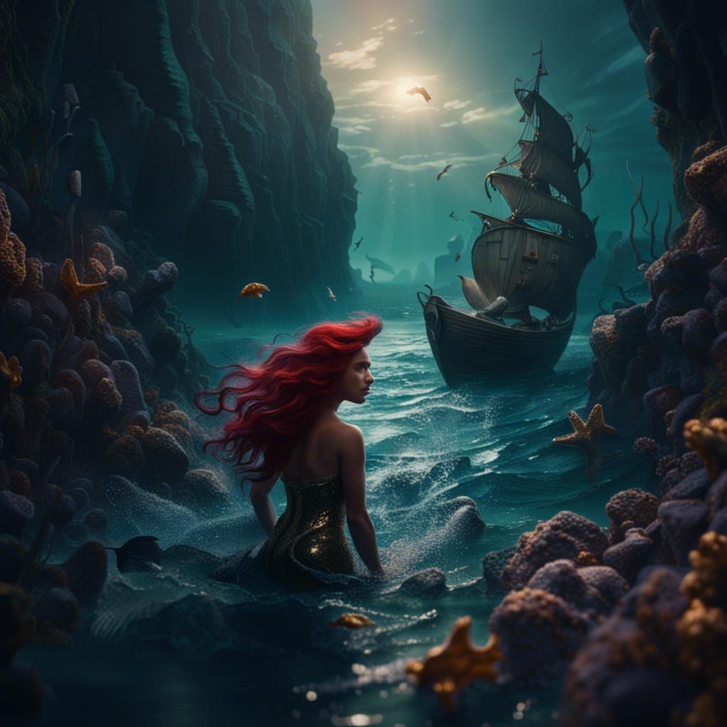 Little Mermaid Emerges from the Sea