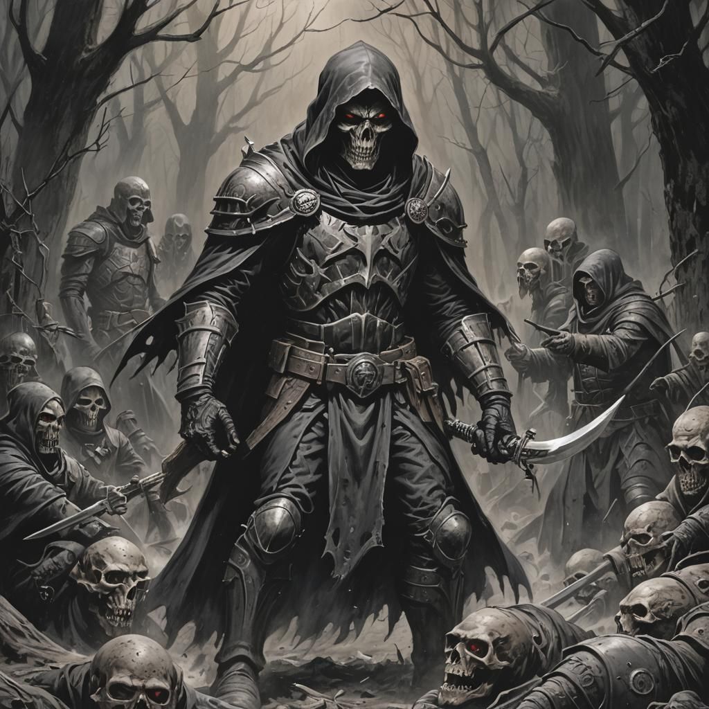 Grimdark Scene in Northwest Coast Art Style