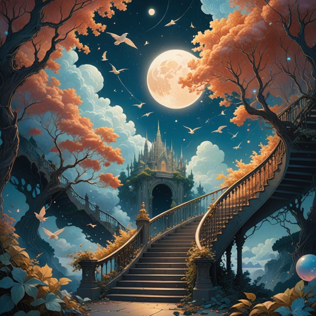 Cosmic Stairway to Elysium in Vibrant Light