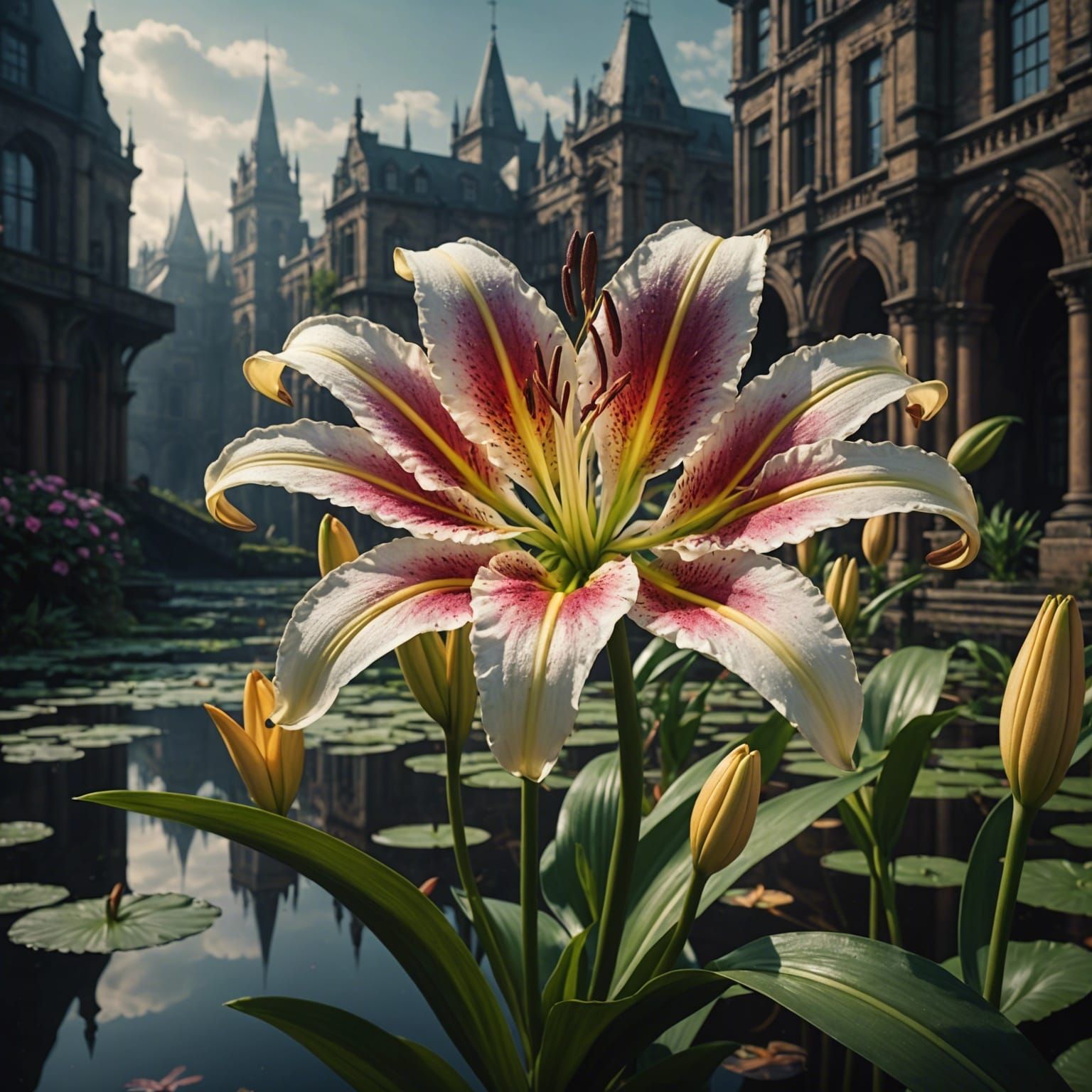 Dramatic Digital Painting of a Lily Flower