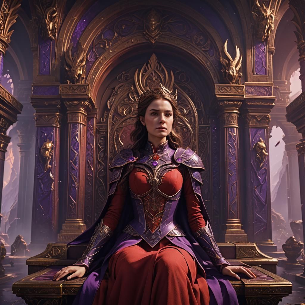 Woman in Apollo's Throne Room, Detailed Matte Painting