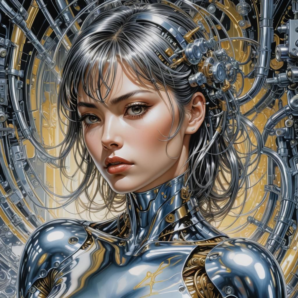 Genetically Enhanced Woman Portrait in Biopunk Comic Art