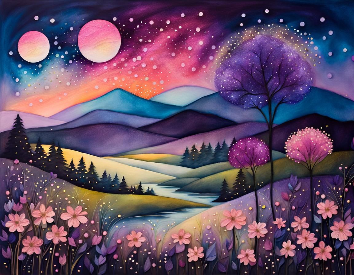 Enchanted Twilight Fairy Amidst Blooming Flowers