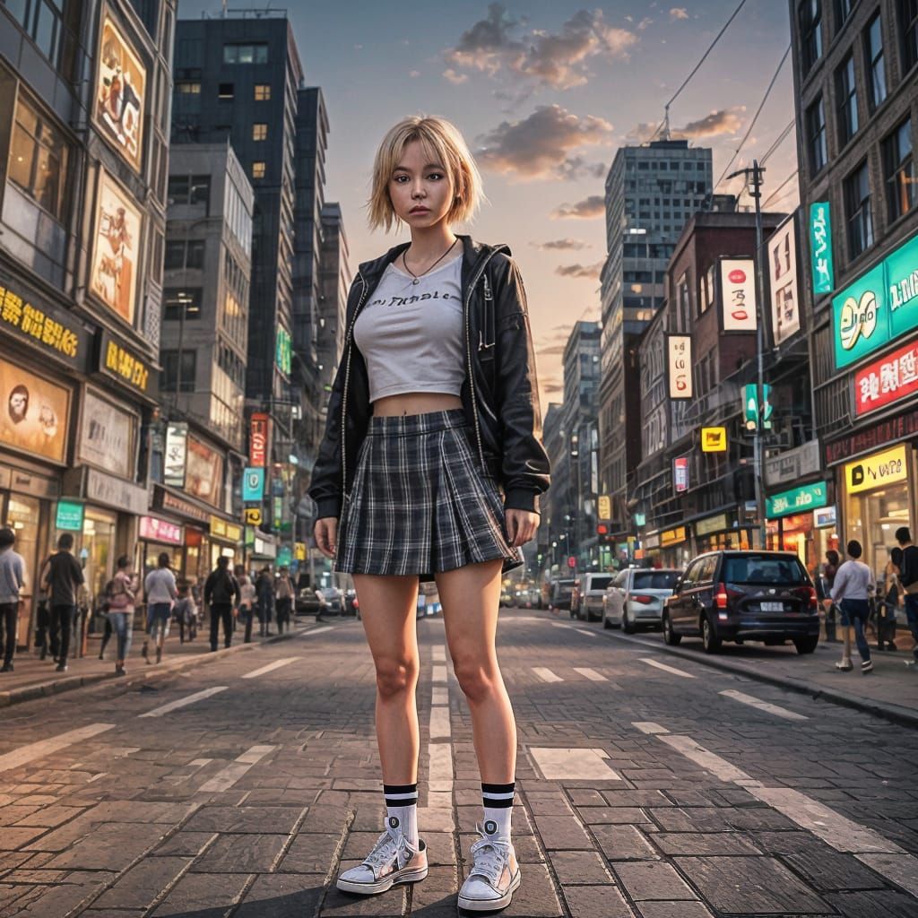 Anime Style Portrait of a Woman in Mini Skirt