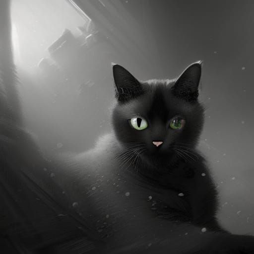 Monochrome Cat Portrait in Vintage Style