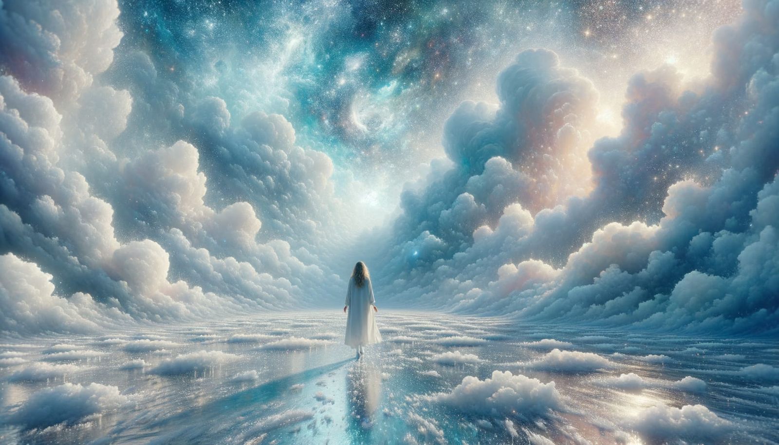 Icy Landscape with Woman in White, Impressionistic Style