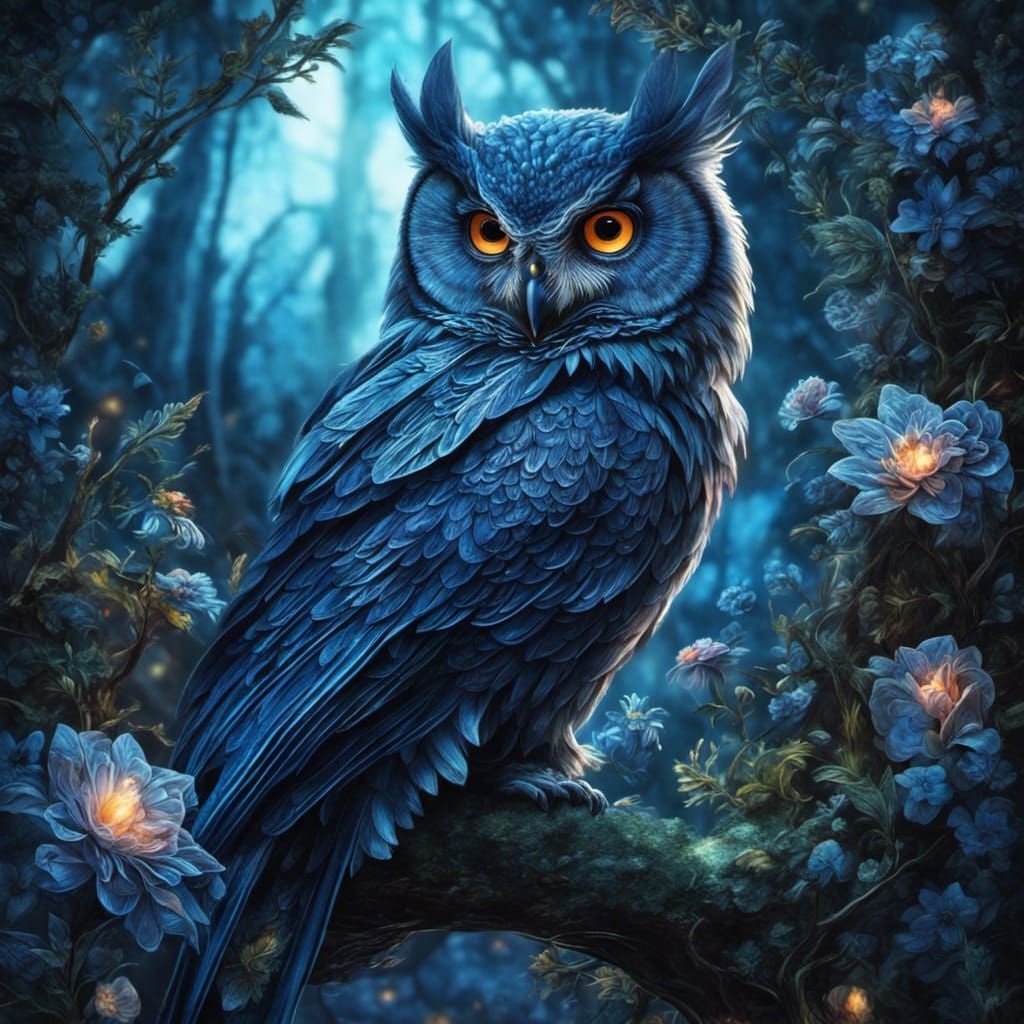 Bioluminescent Flower Owl in Elven Palace