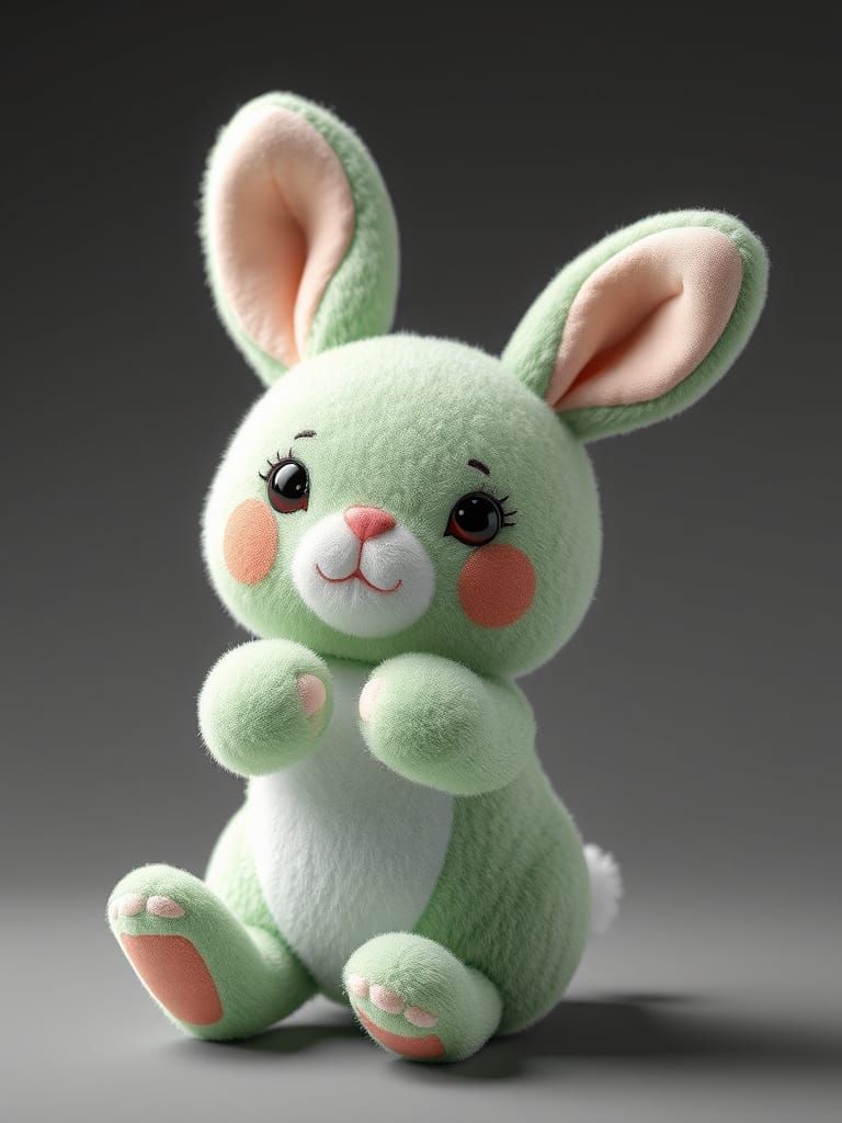 Charming Anime-Inspired Green Rabbit Doll
