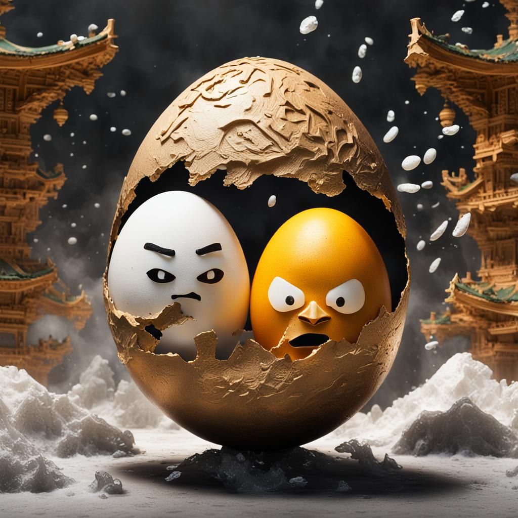 Anthropomorphic Eggs in Martial Arts Fight