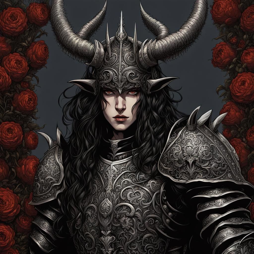 Gothic Black Sheep Knight in Dark Fantasy Style