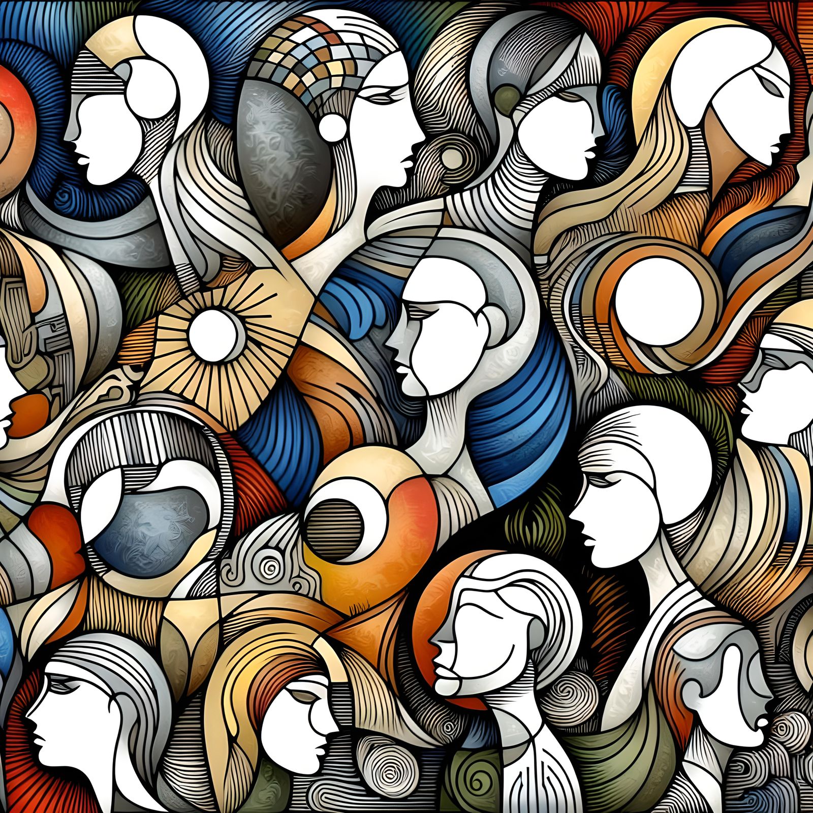 Abstract Doodle Drawing of Women in Diverse Styles