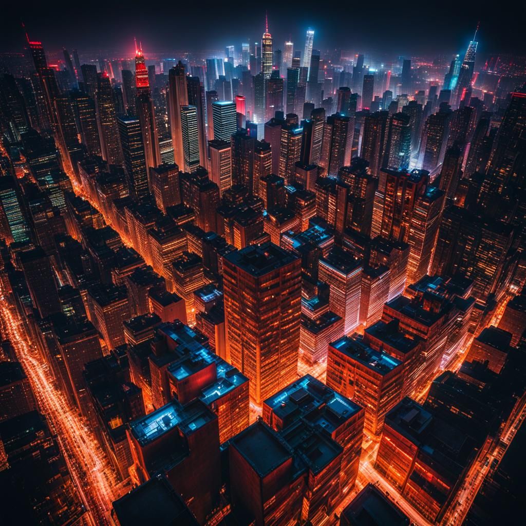 Pulsing Cityscape: Neon Lights in the Concrete Jungle