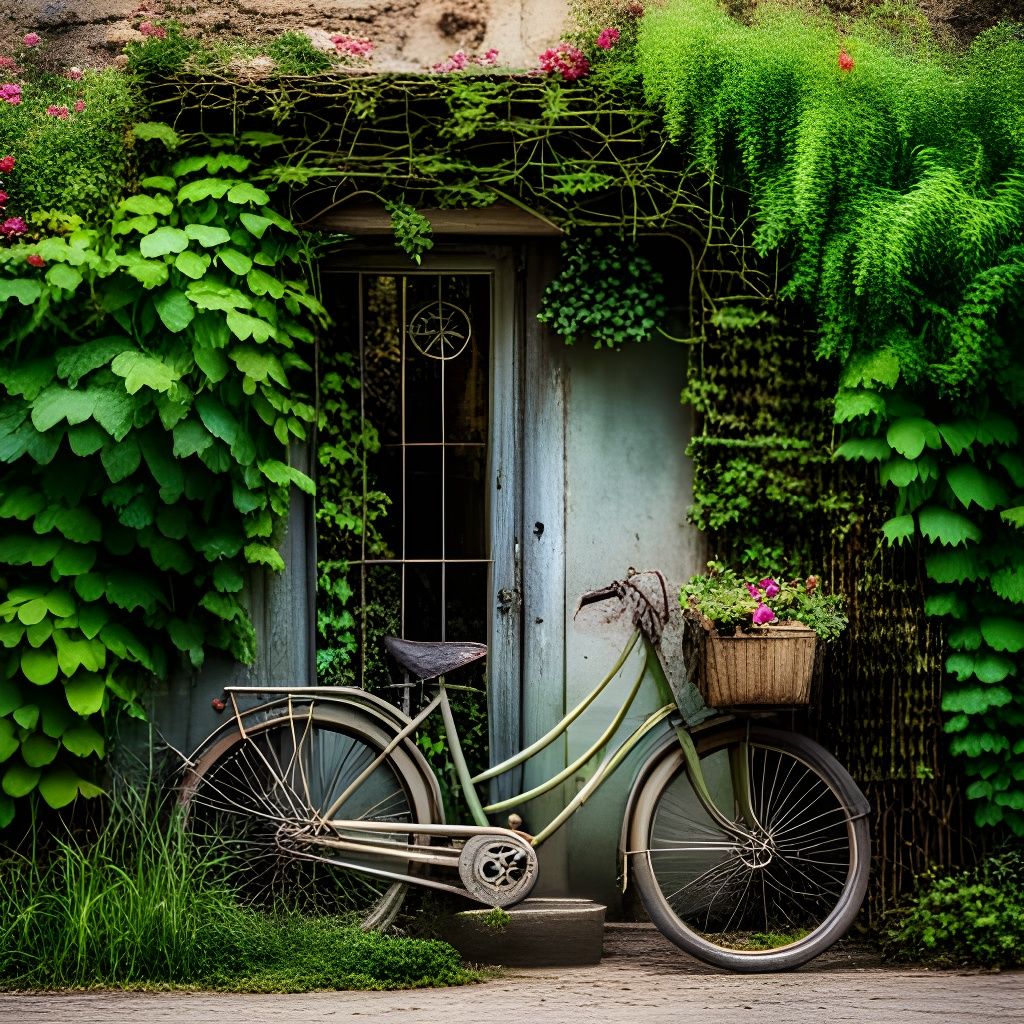 Lush Greenery: Vines Cover Objects and Scenes