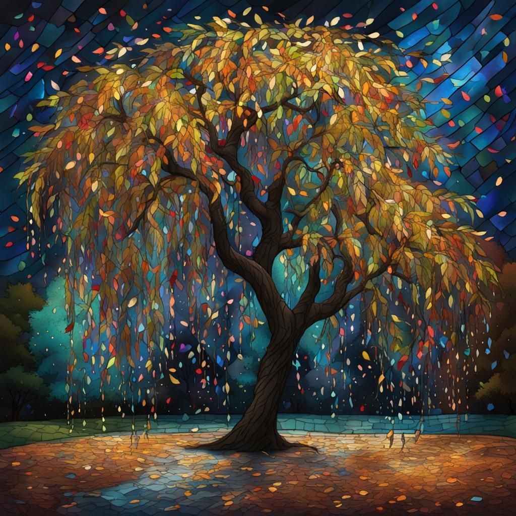 Stained Glass Weeping Willow Confetti