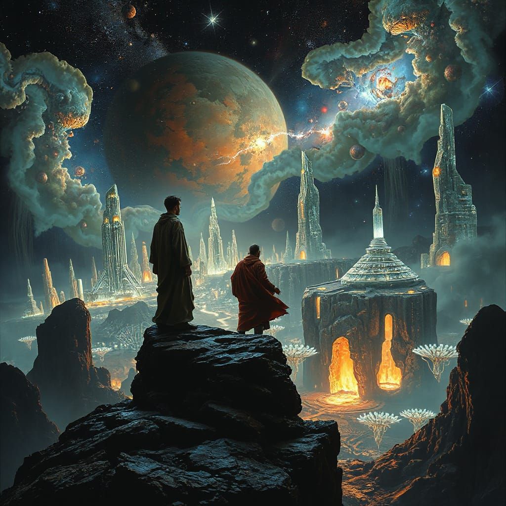 Alien Metropolis in Baroque Cosmic Horror Style